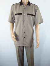 Men 2pc Walking Leisure Suit Short Sleeves DREAMS 263-00 Brown Tan Salt ... - £79.94 GBP