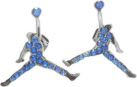 Mens and Womens Silver-Plated Basketball Player Slam Dunk Man Earrings | Blue - £11.82 GBP