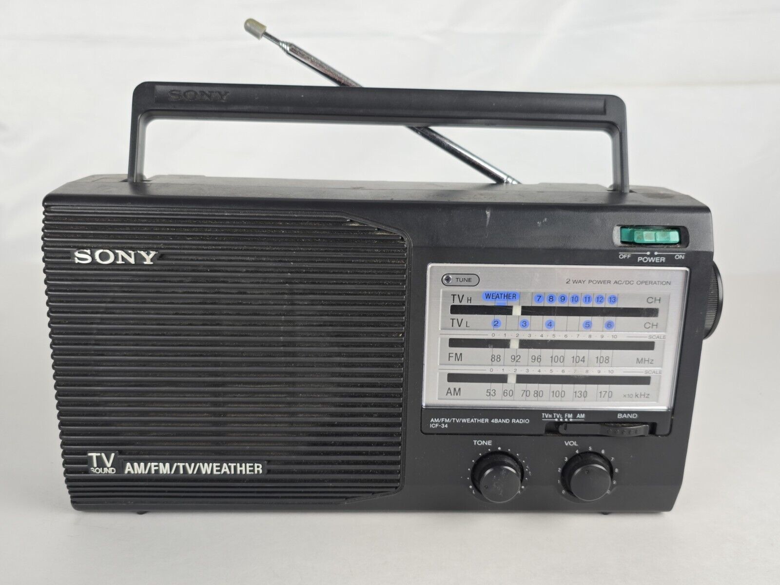Primary image for Sony ICF-34 Portable FM AM TV Weather Audio 4 Band Radio