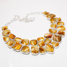 Yellow Mother Of Pearl Gemstone Handmade Fashion Necklace Jewelry 18&quot; SA 4111 - £11.98 GBP