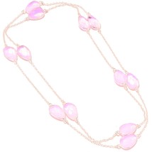 Pink Milky Opal Faceted Handmade Gemstone Fashion Necklace Jewelry 36&quot; SA 1965 - £3.91 GBP