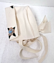Beautiful Handmade Baby Bonnet Hat Felt w Pink Flowers &amp; Leaves - $29.21