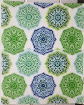 2 Plastic Semi-Clear Placemats(12&quot;x18&quot;) MULTICOLOR ROUND MEDALLION FLOWE... - $12.86