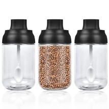 Spice Containers Glass, 3Pcs Kitchen Glass Condiment Containers With Lid... - £25.09 GBP