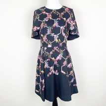 Ted Baker Womens Dress Black Size 2 Vianna Lost Gardens Frill Sleeve Zip Floral - £47.47 GBP