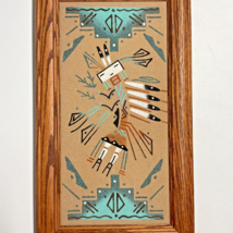 Navajo Yei Sand Painting Native American Indian Art Arizona Framed 8&quot;x14&quot; - £99.27 GBP