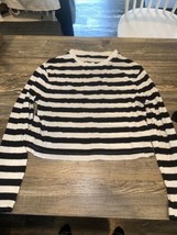 A New Day  Long Sleeve Cropped T-Shirt Size Small. Black/White Stripped.... - £5.51 GBP