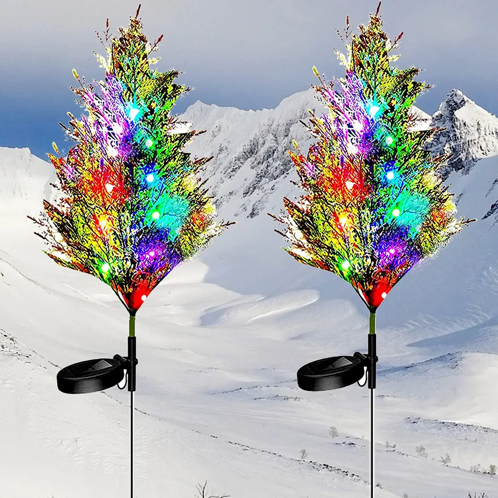 Solar Christmas Decorations Trees Lights Outdoor Camping Waterproof 8LED Yard - £15.36 GBP