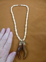 v640-2) Tibetan Water Buffalo aceh bone pendant on 19&quot; natural beaded Necklace - £55.17 GBP
