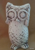 NEW Off White Owl Candle T-Light Holder 8&quot; Made to Look Old Ceramic - £13.31 GBP
