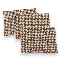 3 Pc Crate & Barrel Houndstooth Placemat Set Cream/Amber Knit 14x19” - $22.28