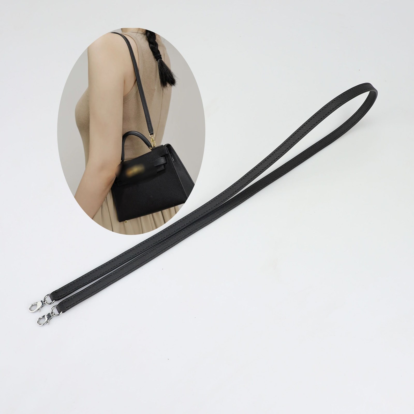 1cm wide mini kelly II bag strap,Epsom leaather shoulder bag strap for Mini kell