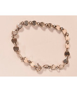 Sterling Silver 925 Closed Heart Link Bracelet Made In Italy - $44.68 CAD