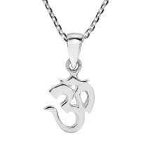 Mini Harmony Aum or Om Symbol .925 Silver Necklace - £15.45 GBP