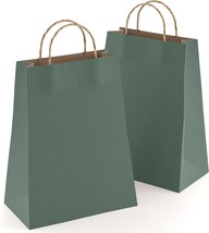 25 Pack Dark Teal Kraft Paper Shopping Bags 8x4.75x10.5 150 gsm /w Rope ... - $19.71