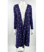 LuLaRoe Sarah Cardigan Sweater Size Small Blue Pink Polka Dot Long Side ... - $27.84 CAD