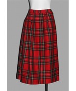 VTG Land&#39;s End Red Tartan Plaid Pleated Top Lined Full Skirt Wms 10 Scot... - $67.00 CAD