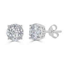 1/4Ct Natural Real Diamond Stud Earrings Set in Sterling Silver - £47.88 GBP