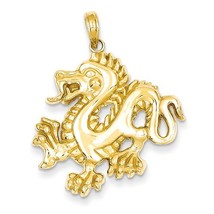 14K Solid Yellow Gold Dragon Pendant - £313.97 GBP