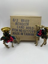 VINTAGE NEW IN BOX/OPEN BOX Lot of 2 Vintage Brass Deer Candle Holders C... - £22.34 GBP