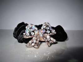 Bow shaped hair tie pony tail holder scrunchie with crystals - £7.13 GBP