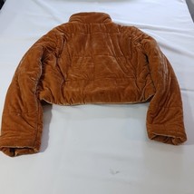 Shinestar SJ3441 Women's Merigold Camel Velvet Cropped Puffer Jacket Size Large image 2