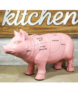 Large Ceramic Rustic Country Farmhouse Pink Pig Pork Butcher Chart Figurine - $1,605.98 MXN