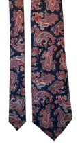 Vintage JORDACHE Tie Red White Navy Blue Paisley Menswear Accessory - £6.32 GBP