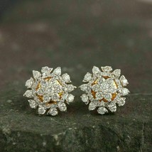 2Ct Round Simulated Women Cluster Stud Earrings 14K Yellow Gold Plated Silver - £80.37 GBP