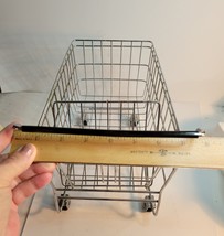 Miniature Metal Shopping Cart that Rolls VTG image 6