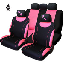 For Nissan New Flat Cloth Car Seat Covers with Pink Paw Design for Women - $37.41