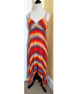 CALVIN KLEIN Pleated Multi-Color Spaghetti Strap Summer Dress w/ Hi-Low ... - $40.07 CAD