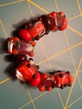 Handmade red &amp; brown Glass Lampwork Beads - New - £23.24 GBP