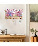 Vibrant Dragonfly Design Key Holder, Acrylic Round Diamonds, Colorful Wa... - $29.77 CAD