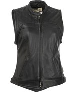 HIGHWAY 21 Women&#39;s Ava Leather Motorcycle Vest, Black, Small - £110.83 GBP