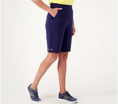 Sport Savvy French Terry Bermuda Short w/Grommets (Navy, Petite XS) A574418 - £9.70 GBP