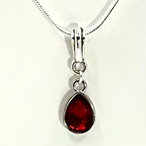 BAU Sparkling Red Crystal &amp; Sterling 925 Silver Necklace - £46.51 GBP