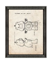 Toy Bear Figure Patent Print Old Look with Black Wood Frame - $24.95+