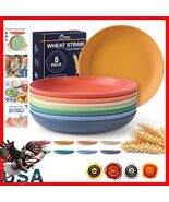 8-Pack 8-Inch Unbreakable Wheat Straw Plates - Dishwasher Safe &amp; BPA-Free - $350.07 MXN