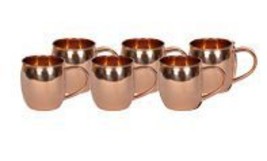 Set of 6 - Smooth Finish 16 Oz Barrel Style Moscow Mule Copper Mugs - £78.34 GBP
