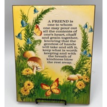 Vtg Living Quotes Friend Friendship Plaque 9&quot; Cottatgecore 1975 Mushrooms - $253.17 MXN