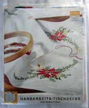 German Tchibo Embroidery Tablecloth Handarbeits Tischdecke Xmas Poinsettia Kit - $17.99