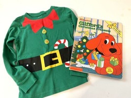 Clifford&#39;s Christmas Presents by Sonali Fry 2002 Flap Book And 5T Elf Top - £11.80 GBP