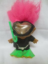 Ace Novelty Treasure Troll Doll 5&quot; Pink Hair, Eyes &amp; Heart Jewel Snorkel outfit - £7.99 GBP