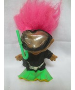Ace Novelty Treasure Troll Doll 5&quot; Pink Hair, Eyes &amp; Heart Jewel Snorkel... - $10.00
