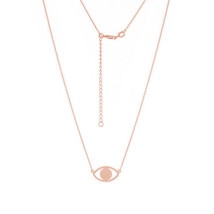 14K Solid Rose Gold Mini Evil Eye Necklace -16&quot;-18&quot; Minimalist - £247.48 GBP