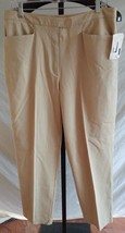 NWT Liz Claiborne Lizsport Beige Stretch Flat Front Dress pants Size 14 Cotton - £19.46 GBP