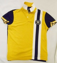 Tommy Hilfiger Men&#39;s Shirt Yellow Navy Blue White Short Sleeve Polo Big Logo S - £26.75 GBP