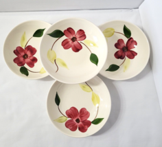 Set 4 Vintage Stetson China Rio Red Flower 5-1/4” Fruit Bowls Double Petal - £27.52 GBP