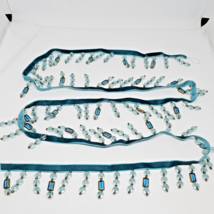 Teal Blue Green Gold Acrylic Beaded Fringe Trim 60&quot; Long, 1.6&quot; wide - £11.94 GBP
